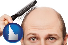 idaho a balding man brushing his hair